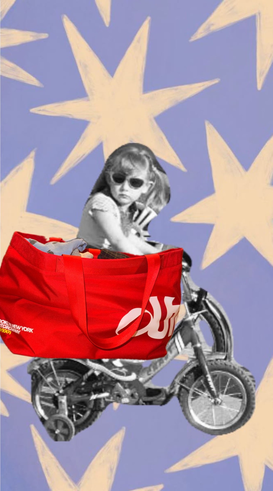 The Outgrown bag on a kid’s bike — the milk run